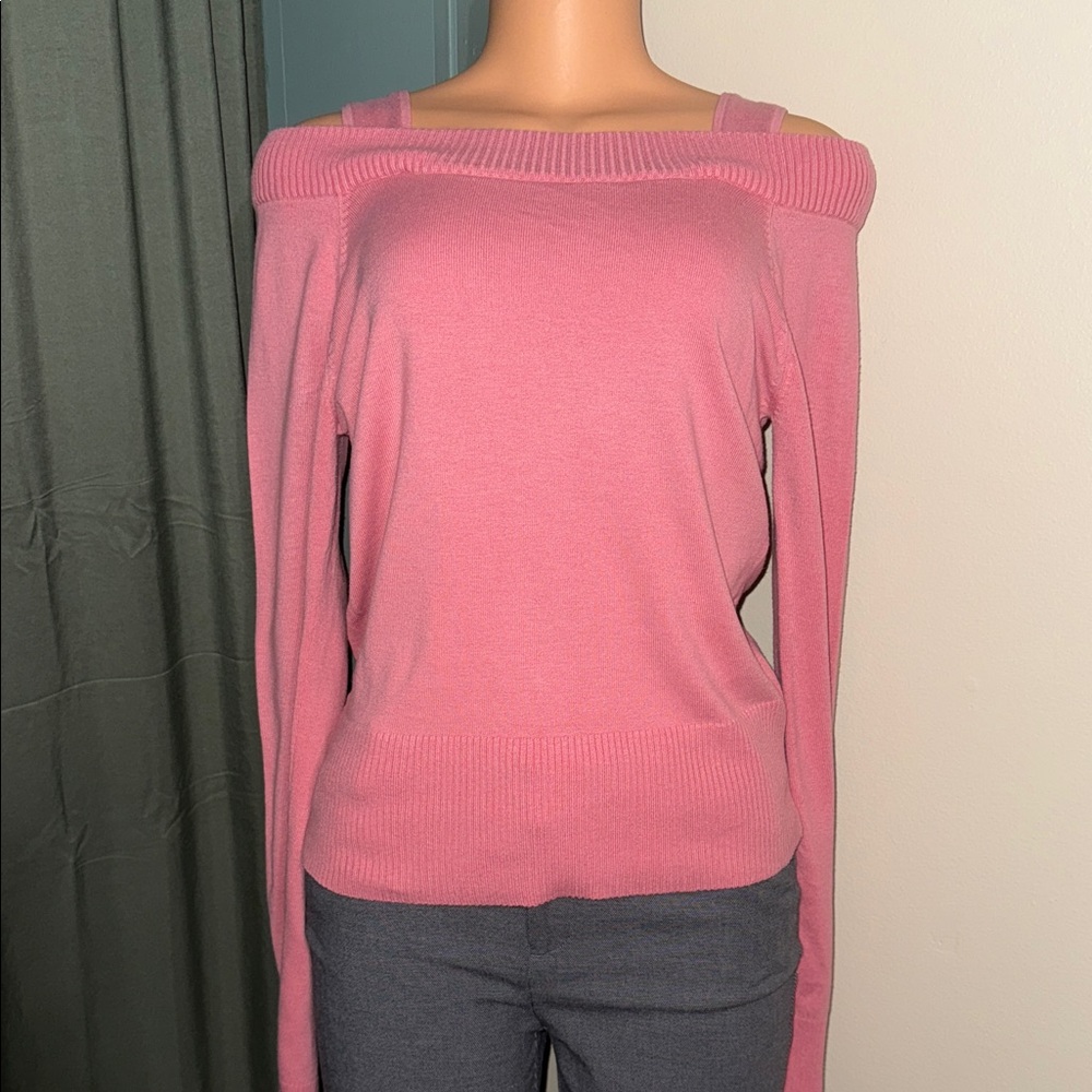 Takeout Pink Off-Shoulder Sweater